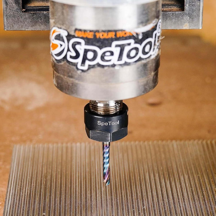 SpeTool 5 Stück Alu Fräser 4 mm Schaft CNC Holz VHM 22 mm Schnittlänge Schaftfräser mit DLC Beschich