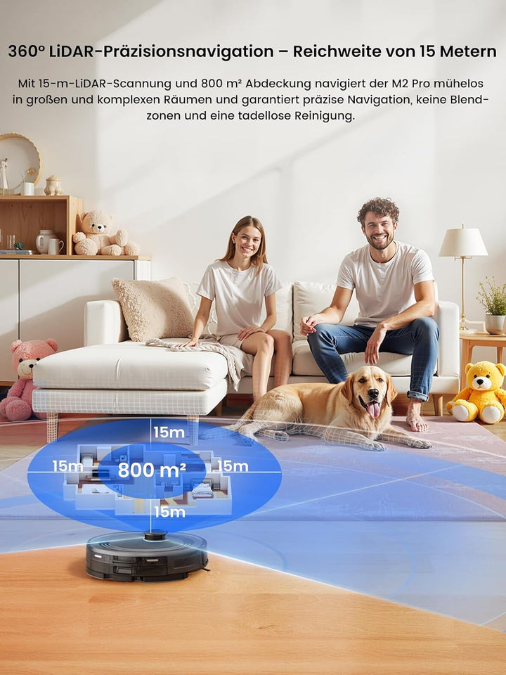 LEFANT M2 Pro Staubsaugerroboter, 5500Pa Saugroboter mit Wischfunktion, Staubsauger Roboter mit LiDA