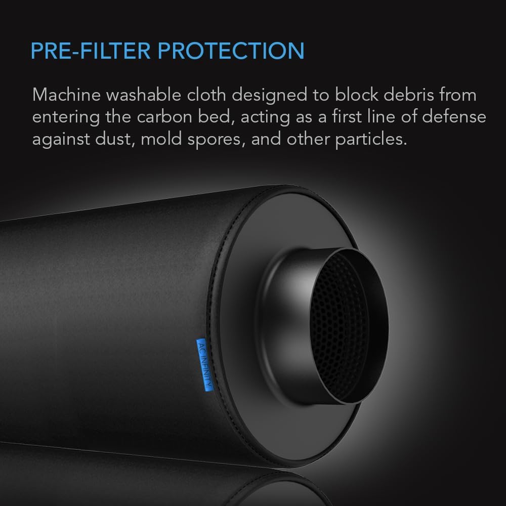 AC Infinity Vorfilter-Gewebe 150 mm, Ersatz-Inline-Filter-Hülse 2er-Pack, Passt auf 150 mm Aktivkohl