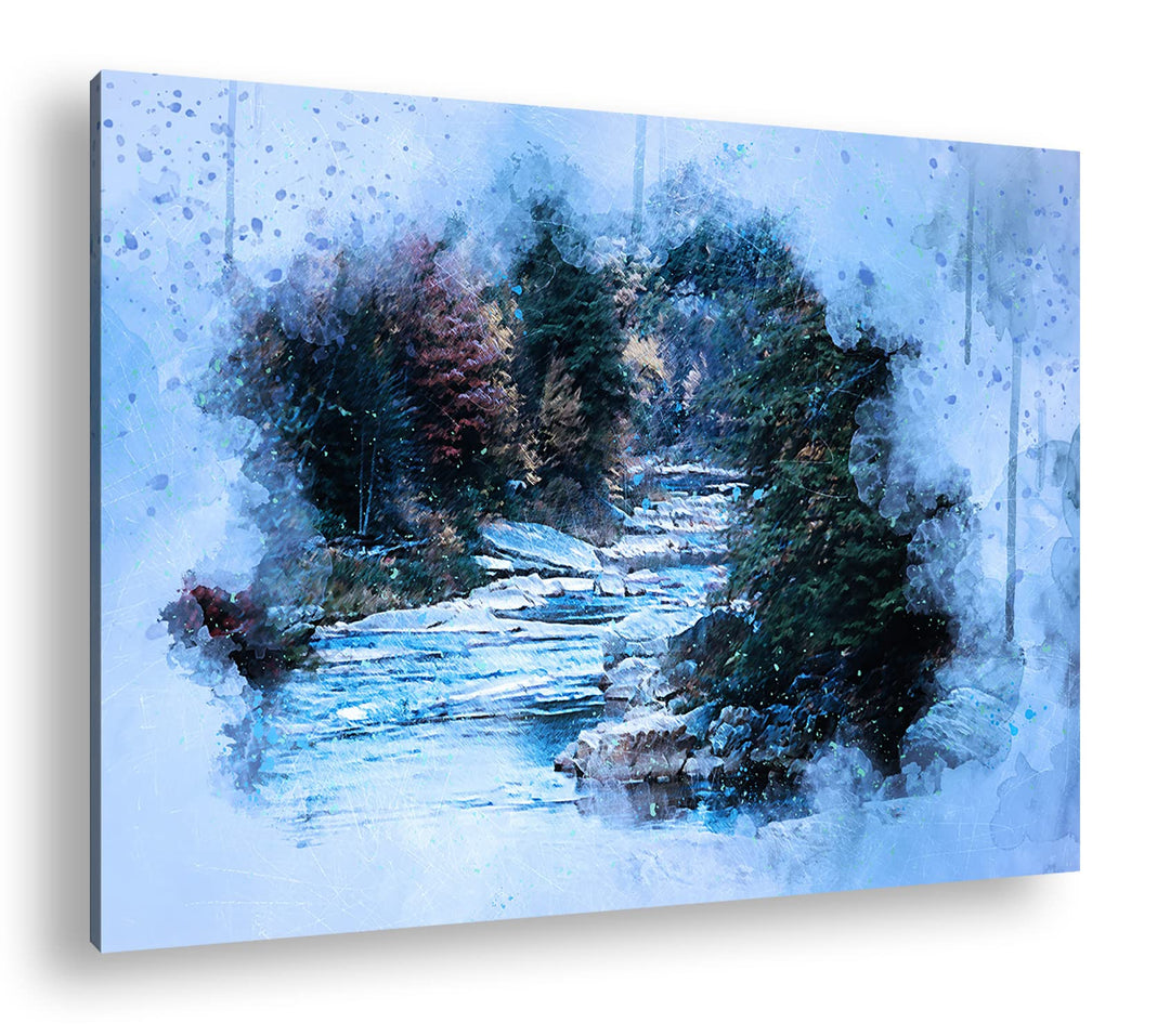 deyoli Flusslauf im zauberhaften Wald Format: 80x60 als Leinwandbild, Motiv fertig gerahmt auf Echth
