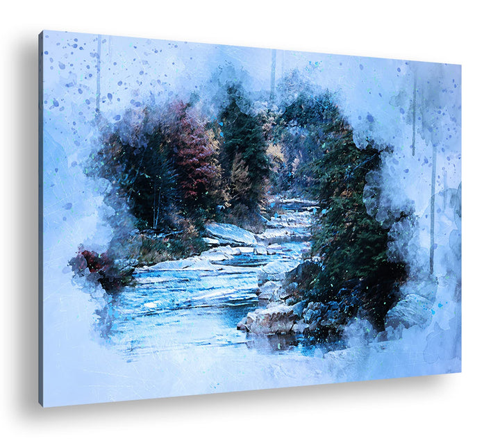 deyoli Flusslauf im zauberhaften Wald Format: 80x60 als Leinwandbild, Motiv fertig gerahmt auf Echth