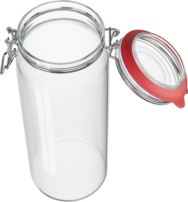 WELLGRO 3x Einmachgläser mit Bügelverschluss rund 2160ml, Fermentierglas, Vorratsgläser mit Deckel -