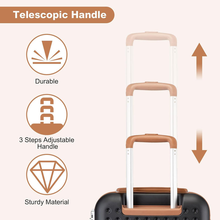 KONO Handgepäck Koffer Set mit Kosmetikkoffer Reisegepäck-Sets Beautycase Koffer Trolleys Reisekoffe
