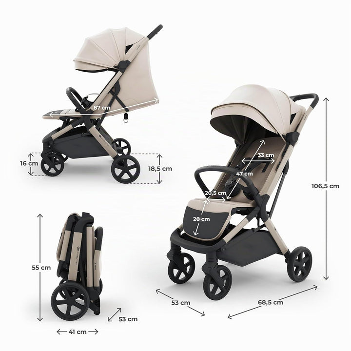 Kinderkraft NUBI 3 Buggy bis 22 kg, automatisch zusammenklappbar, grosse EVA-Räder, Mesh-Sitz, 5-Pun