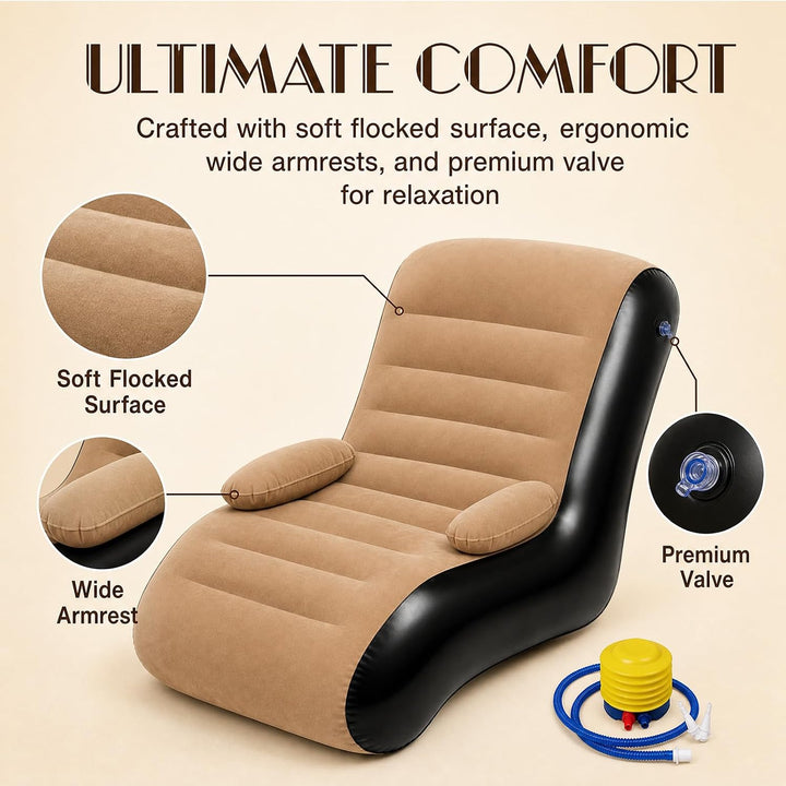 Aufblasbares Sofa, Aufblasbare Couch mit Armlehne, Aufblasbare Luftbett mit Luftpumpe, Tragbare Aufb