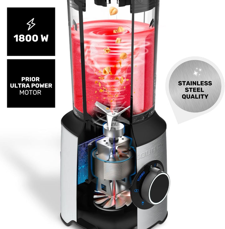 Taurus Leistungsstarker Standmixer Prior 1800 W | 20 Turbo-Geschwindigkeiten + 4 Funktionen | Eiszer