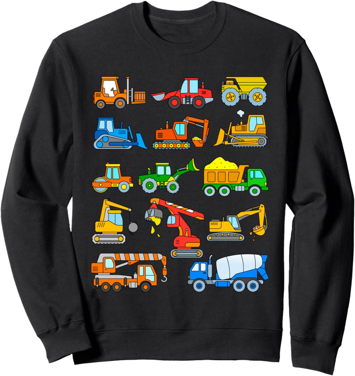 Fahrzeuge Baustelle Bagger LKW Kran Gabelstapler Bauarbeiter Sweatshirt