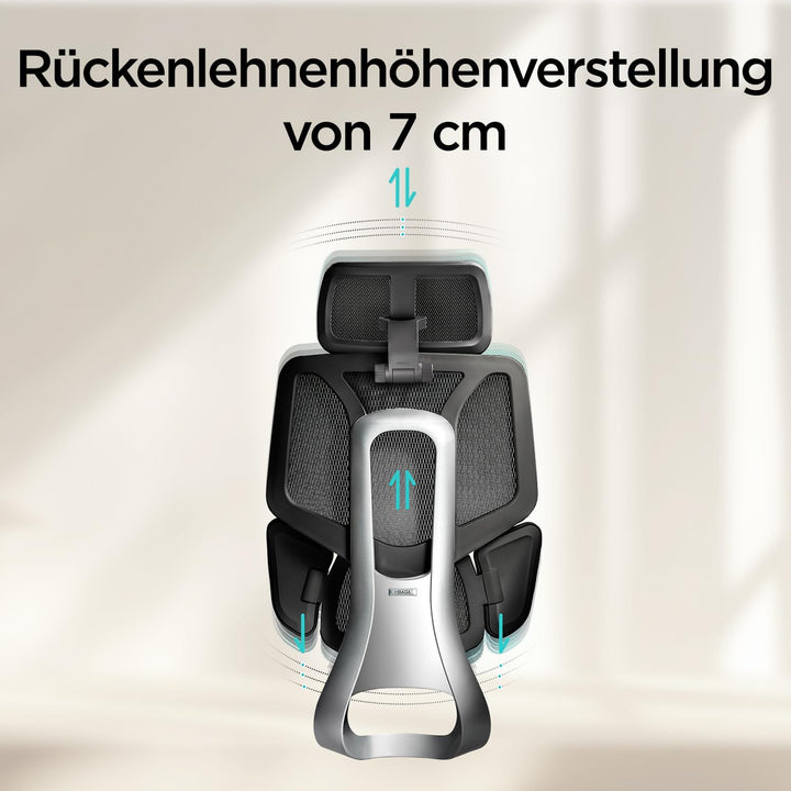 Hbada E3 Air Ergonomischer Bürostuhl mit 3-Zonen dynamischer Lendenwirbelstütze, Schreibtischstuhl m