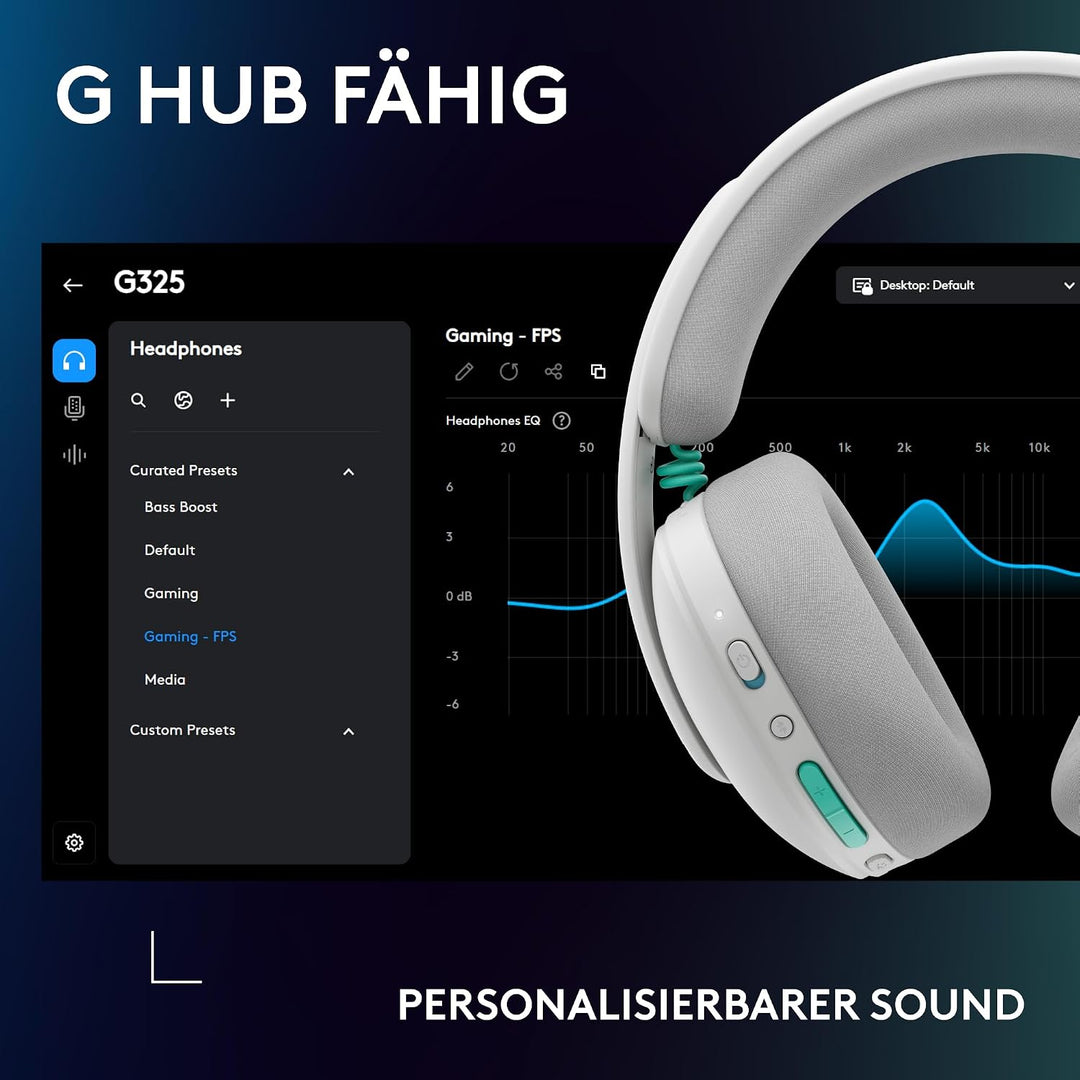 Logitech G G325 LIGHTSPEED Wireless Bluetooth Gaming-Headset Headset G325 | +24 Stunden-Akku Weiss,