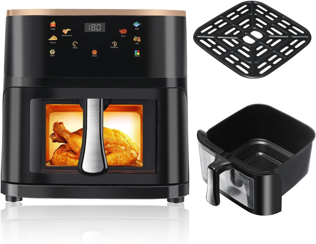 HeissLuftfritteuse, 9 Liter, Touchdisplay, HeissLuftfritteuse Mit Sichtfenster Pro Air Fryer Timer &amp;