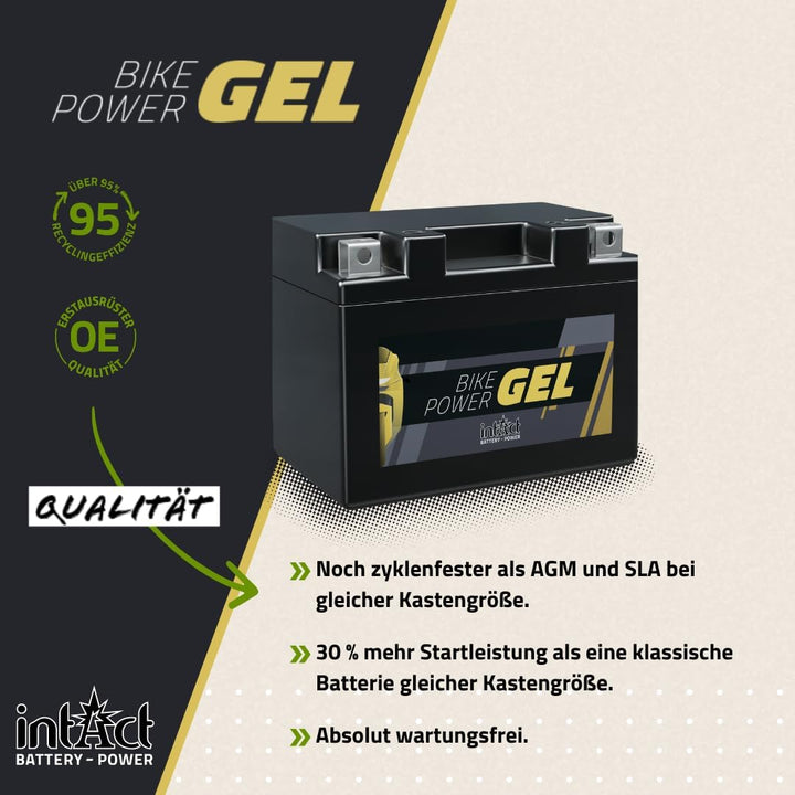 intAct - GEL MOTORRADBATTERIE | Batterie mit +30% Startleistung. Für Roller, Motorrad etc. | Bike-Po