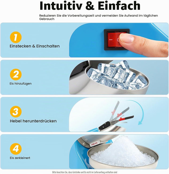 Elektrischer Ice Crusher, Edelstahl Eiszerkleinerer Crusheisbereiter, Kapazität von zerstossenem Eis