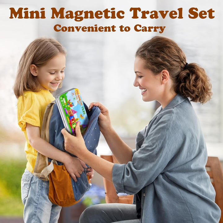 Magnetische Bausteine 42PCS Mini Magnetbausteine Reiseset Magnetspielzeug Montessori Reisespielzeug