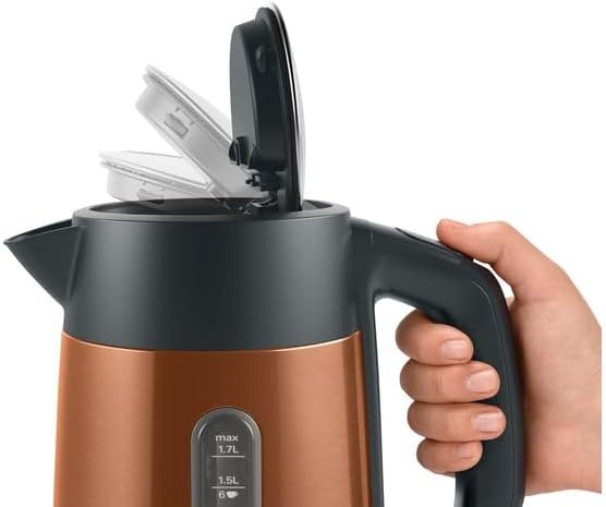 Bosch kabelloser Wasserkocher DesignLine TWK4P439, Ausgiessen ohne Spritzer, Tassenanzeige, Wasserst