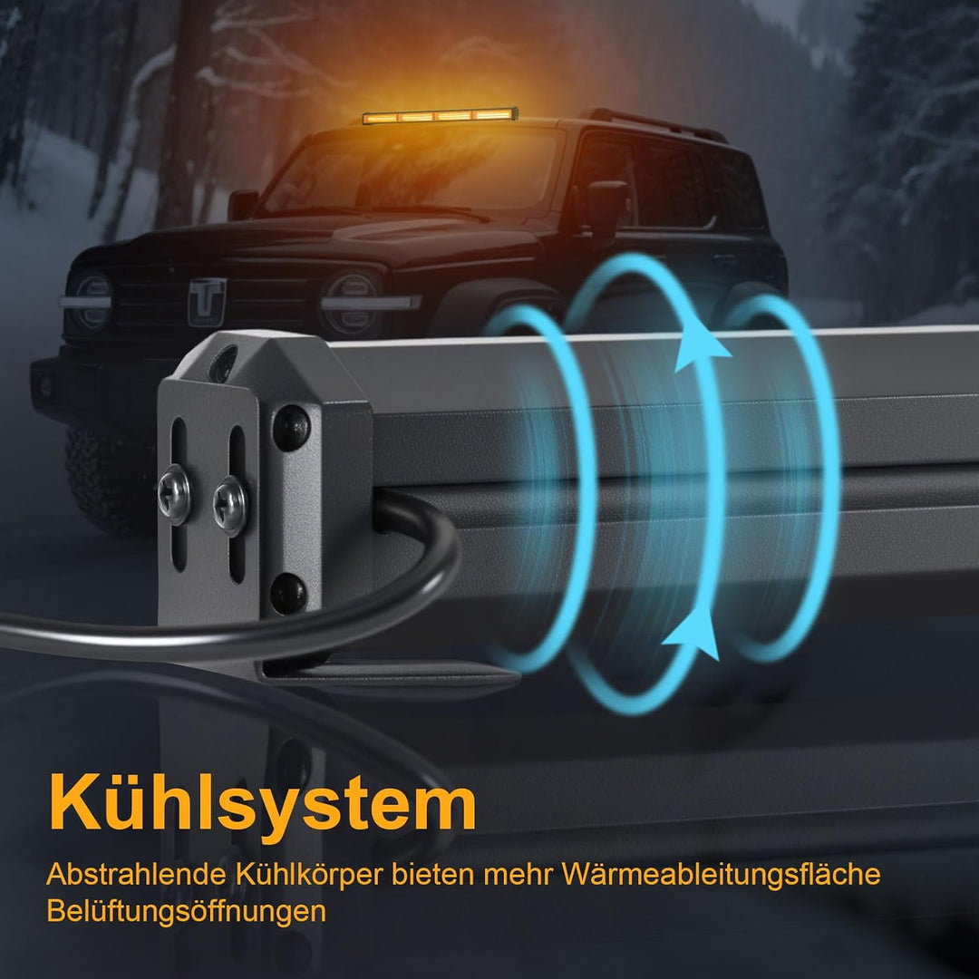 AnTom 58cm LED Rundumkennleuchte 40W Gelb Rundumleuchte für Auto Anhänger Wohnwagen SUV -14 Blinkend