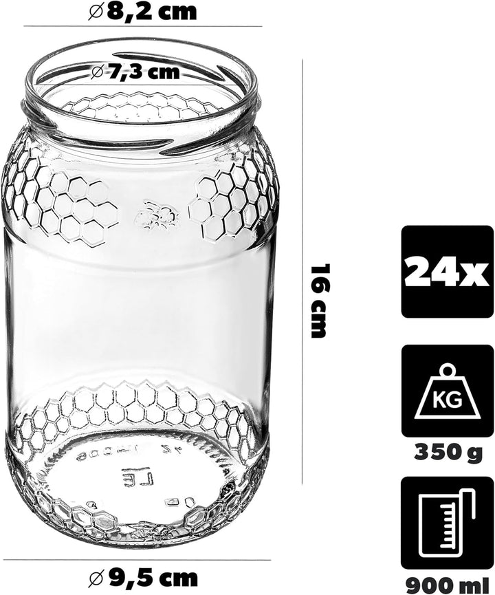 KADAX 24er Set Einmachgläser 900ml TO82 Grün, Grosse Sturzgläser mit Schraubdeckel, Einkochgläser Fe