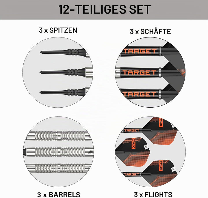 Target Darts Crux 90% Wolfram Soft Tip Dart Satz 19G Barrel 11, 19G Barrel 11