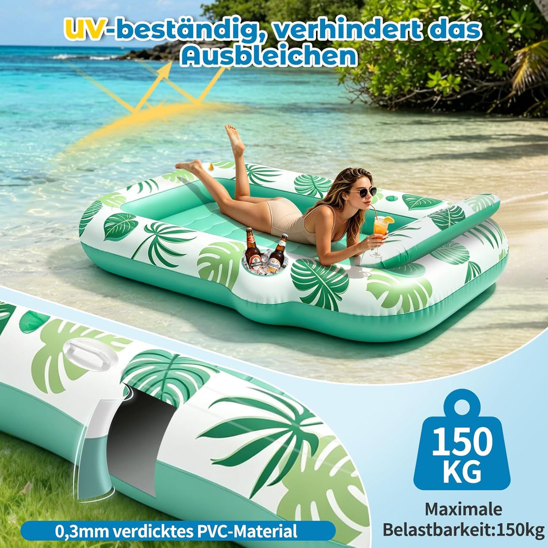 JONRRYIN Luftmatratze Pool für Erwachsene, Tanning Pool mit Sprühfunktion &amp; Getränkehalter, 215 * 15