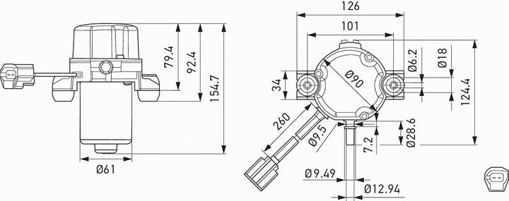 HELLA - Unterdruckpumpe, Bremsanlage - UP50 - 12V - 2-polig - elektrisch - 8TG 012 377-701