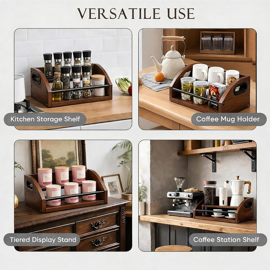Kaffeesirup Organisationsständer 2 Stufig mit Metallstange Tragegriff, Kaffee Sirup Regal Organizer