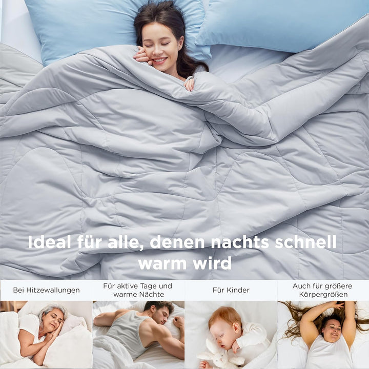 BEDSURE Kühldecke 155x220 Kühlende Bettdecke - Cooling Blanket Q-Max >0,4 Grau 155x220 cm, Grau 155x