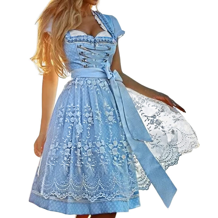 Eauptffy Dirndl-Komplettsets Für Damen Trachtenkleid Rockabilly Abschlussballkleid Oktoberfest Vinta