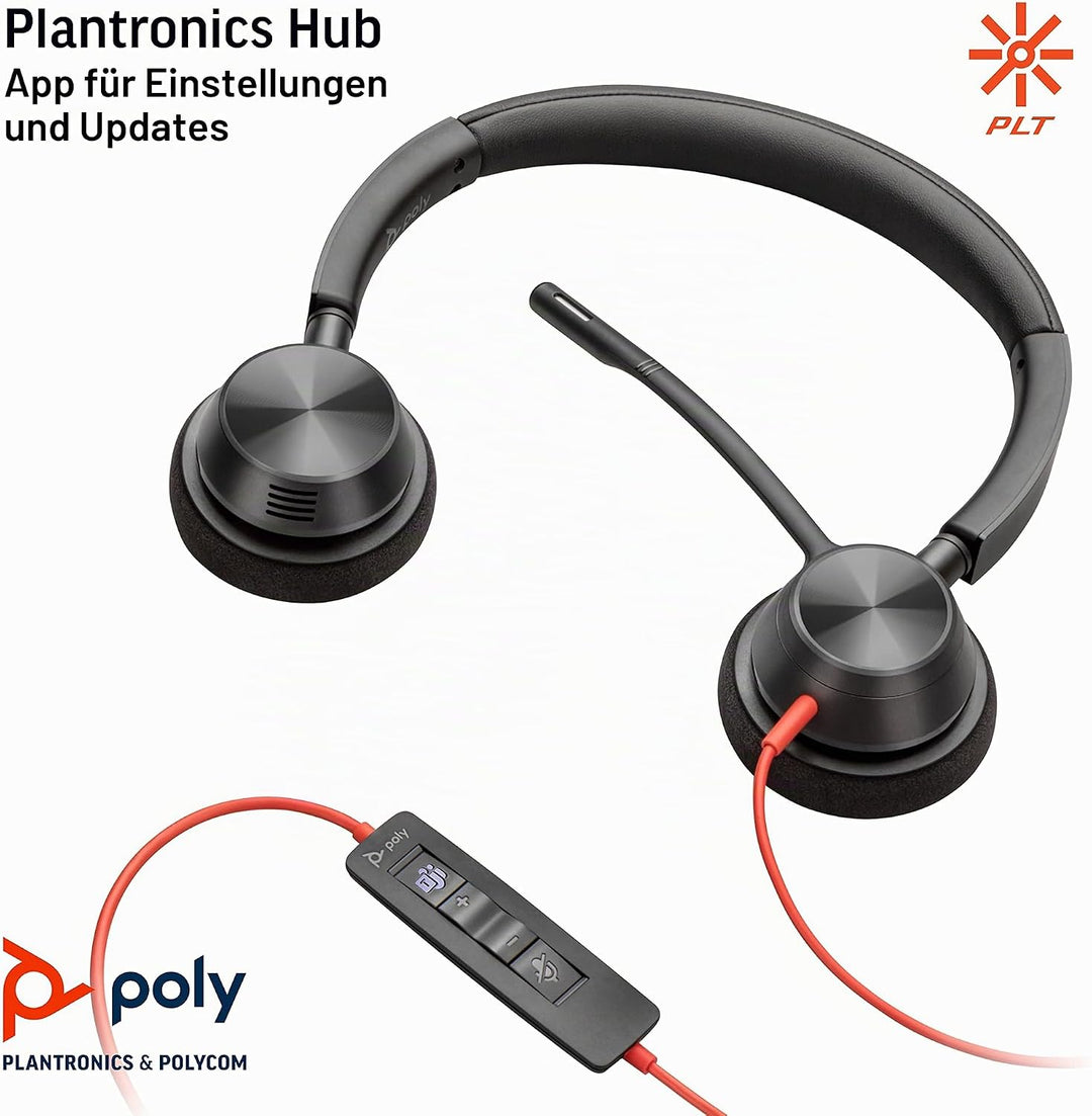 Plantronics – Blackwire 3320 USB-A (Poly) – kabelgebundenes Zwei-Ohr Headset (Stereo) mit Mikrofonar