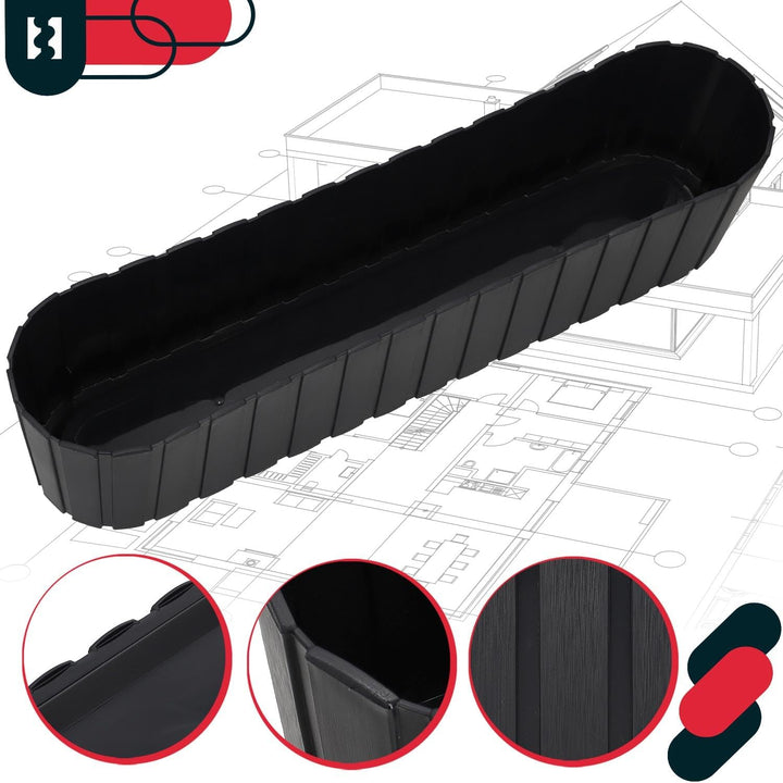 KOTARBAU® Blumenkasten für Balkon, 60 x 14 x 13 cm, Balkonkasten, Anthrazit 60 x 14 x 13 mm 4er Set