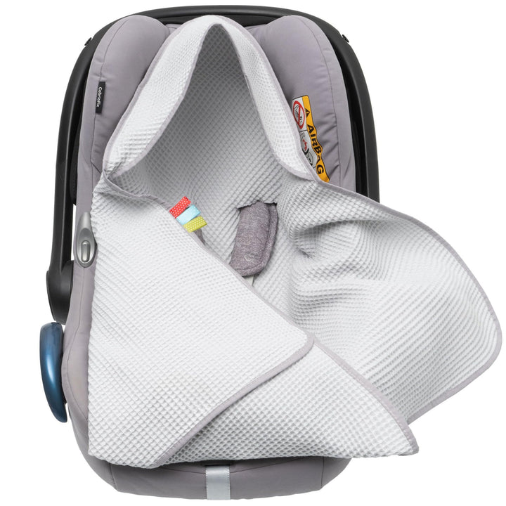 Solvera Einschlagdecke Babyschale Maxi Cosi Sommer 100% Baumwolle Grau, Grau