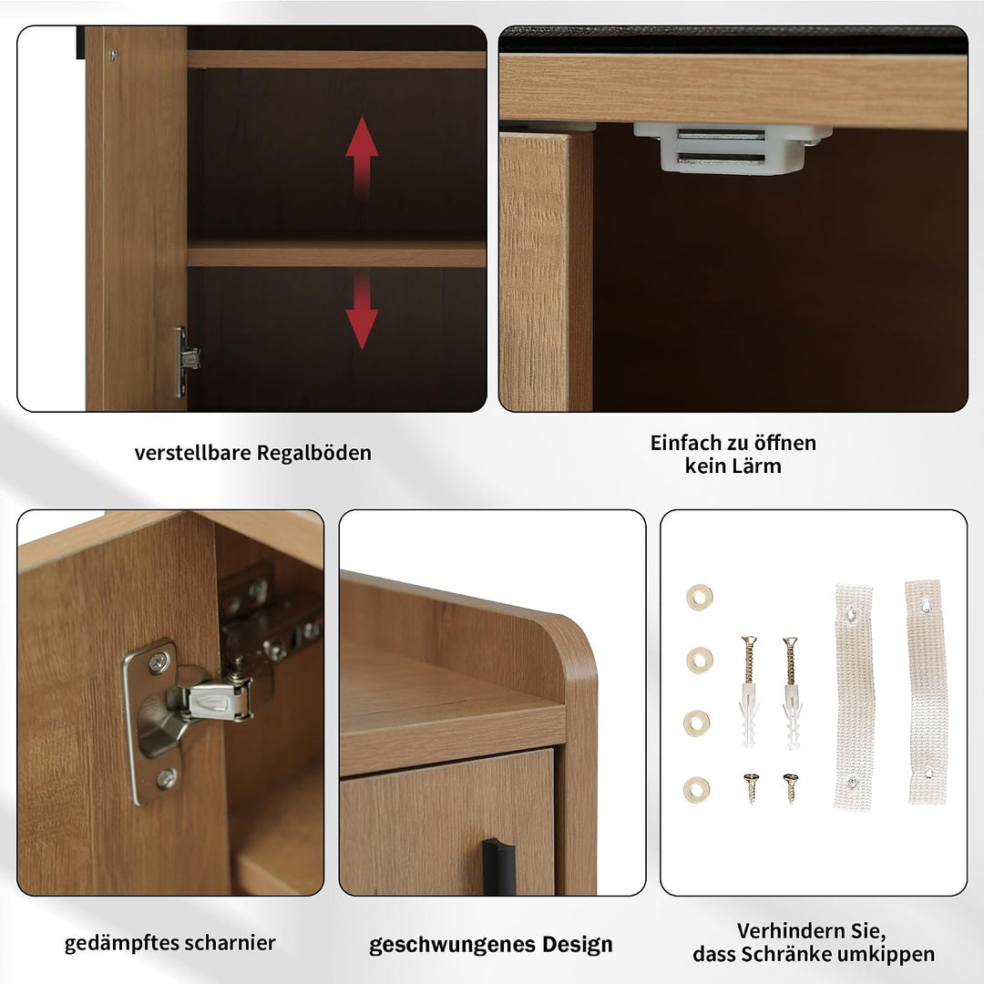ModernLuxe Schuhbank mit Stauraum – Schuhschrank mit 3 Türen und gepolsterter Sitzfläche, für Eingan