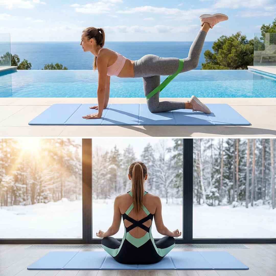 Klappbare Yogamatte, Faltbare Yogamatte Reise Leicht 183 x61x0.4 cm Rutschfest Tragbare Fitnessmatte