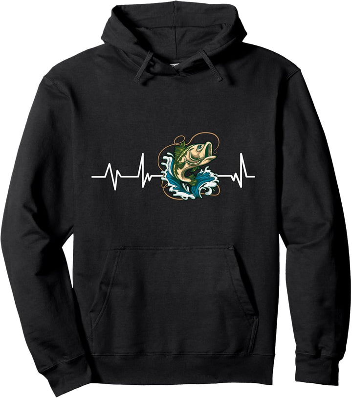 Angeln Herzschlag Angler Geschenk Angeln Pullover Hoodie
