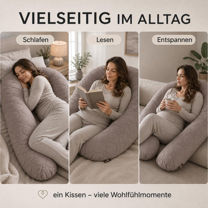 sei Design Seitenschläferkissen Schwangerschaftskissen U-förmiges Ganzkörperkissen Stillkissen XXL -