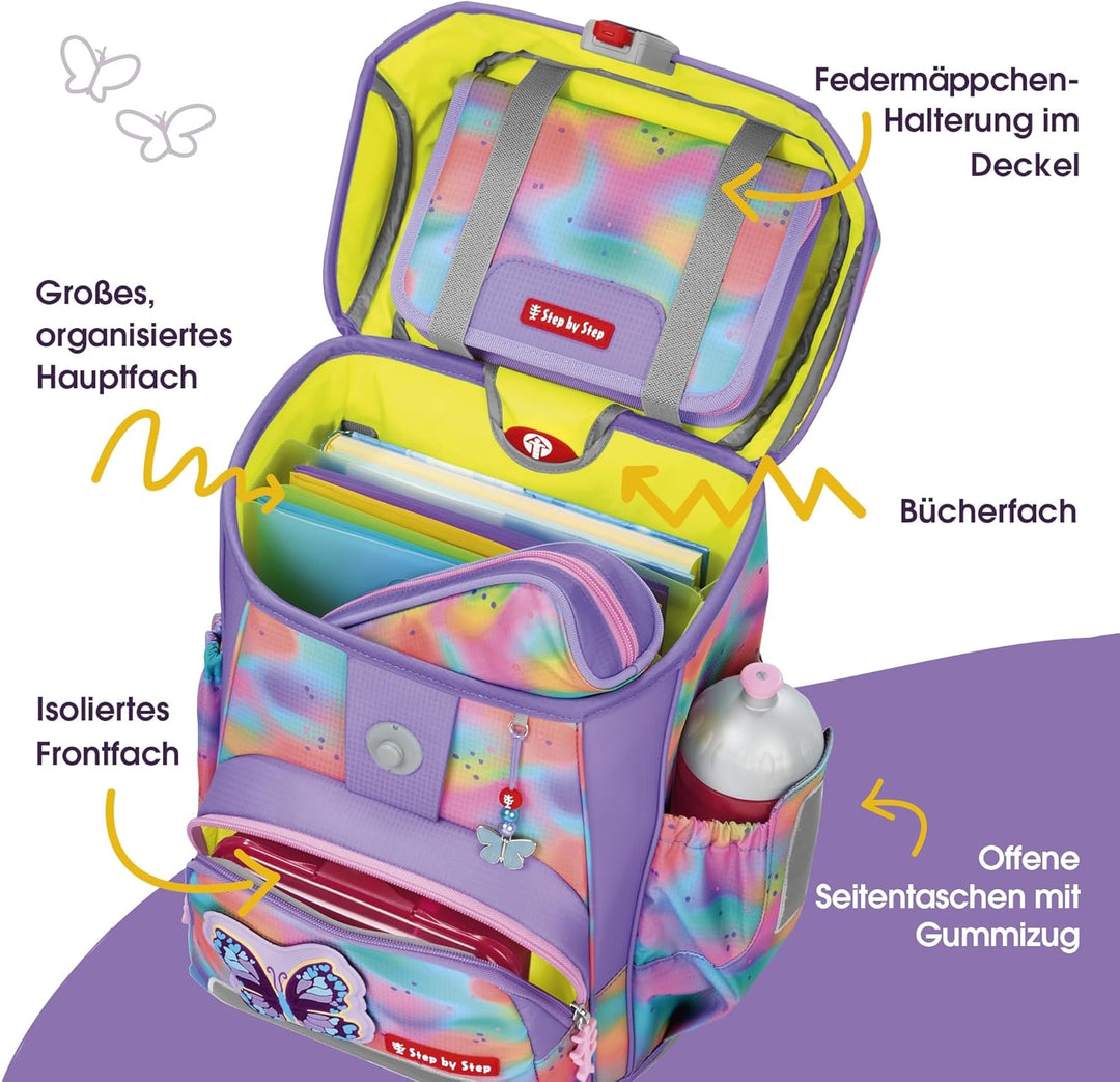 Step by Step Schulranzen-Set Cloud, 5-teilig, ergonomischer Tornister mit Reflektoren, höhenverstell