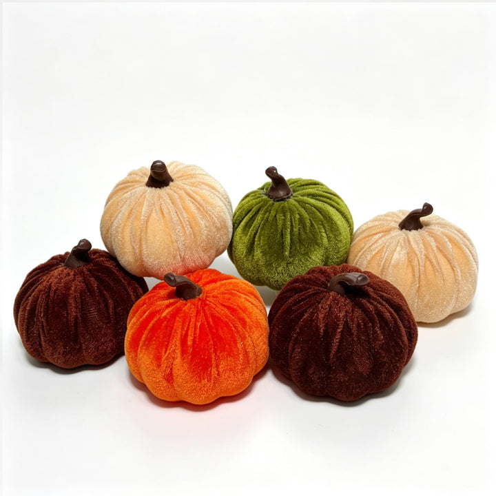 Herbst Dekorative Stoff Kürbis Set 6 Stück Weiche Plüsch Kürbisse für Herbstdeko, Thanksgiving, Hall
