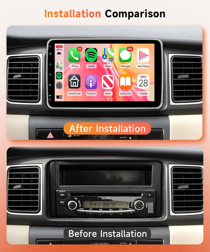 Rimoody Wireless Carplay Autoradio 1 Din mit Wireless Android Auto, 10 Zoll Einstellbar Touchscreen