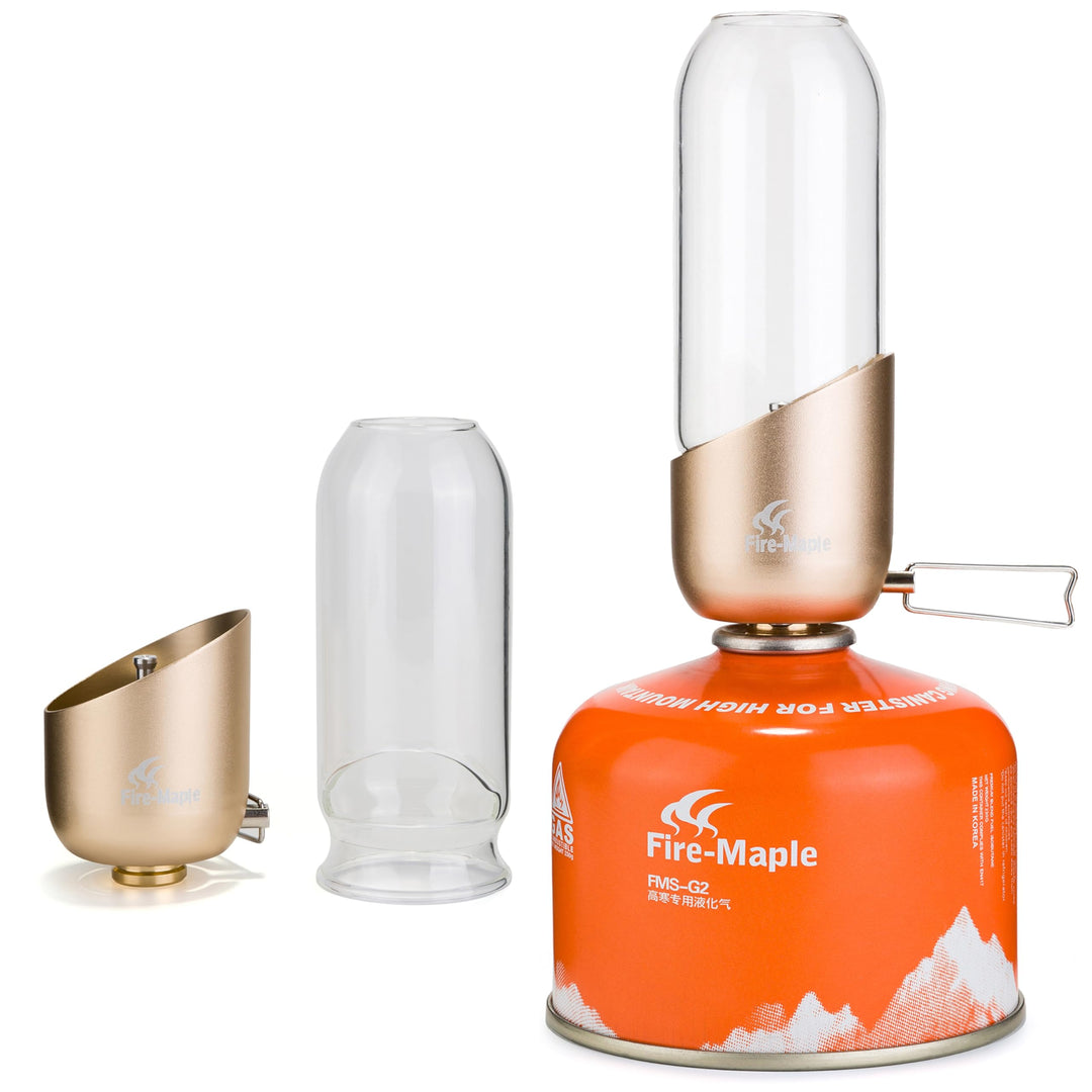 Fire-Maple Gaslampe Gaslaterne für Camping &amp; Outdoor [NUR 140g] - Gas Lampe aus Edelstahl, eloxierte