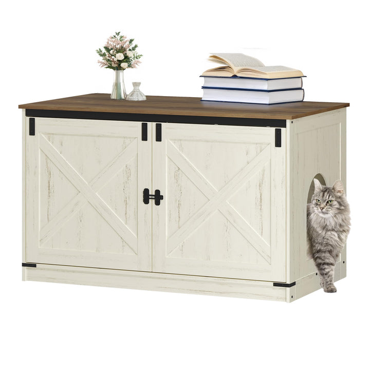 Hzuaneri Katzenklo Schrank, Katzenschrank, Katzentoilette mit Herausnehmbarer Trennwand, Katzenhaus,