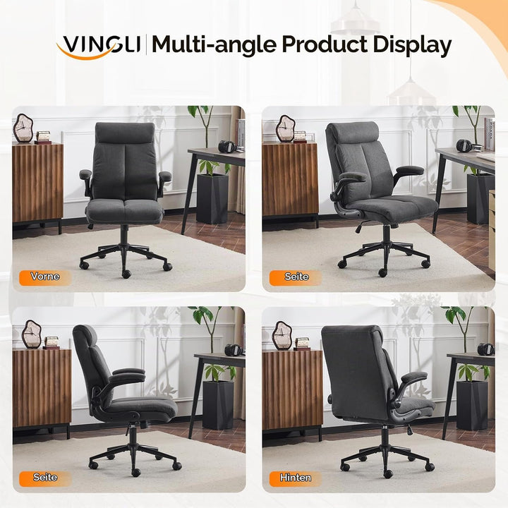 Bonnlo Ergonomischer Bürostuhl, Schreibtischstuhl mit hochklappbarer Armlehne, Computerstuhl, Drehst