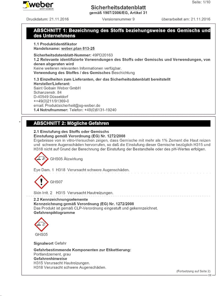 weber.plan 813-25, 25kg - Bodennivelliermasse bis 25 mm, 1