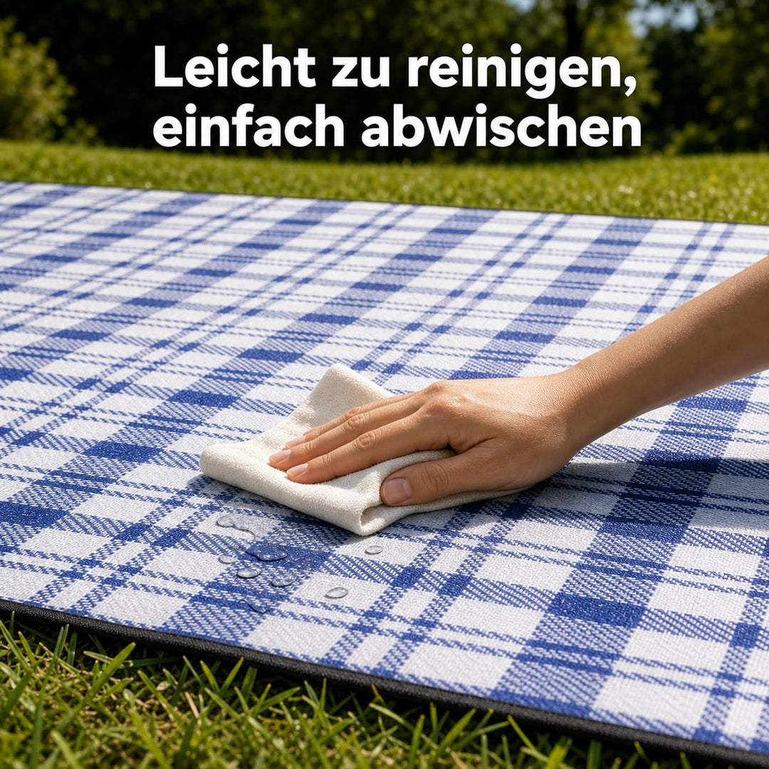 Picknickdecke XXL 200x200 cm, gepolstert &amp; faltbar, wasserabweisend