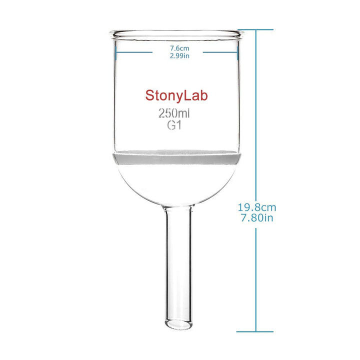 StonyLab Buchner Trichter Filter, Borosilikatglas Büchnertrichter mit Grober Fritte(G1), 76mm Scheib