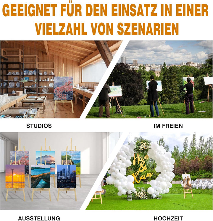 Akademie Staffelei. Hochwertige klappbare Holzstaffelei 150cm Für Kinder, Hobbyzeichner &amp; profession