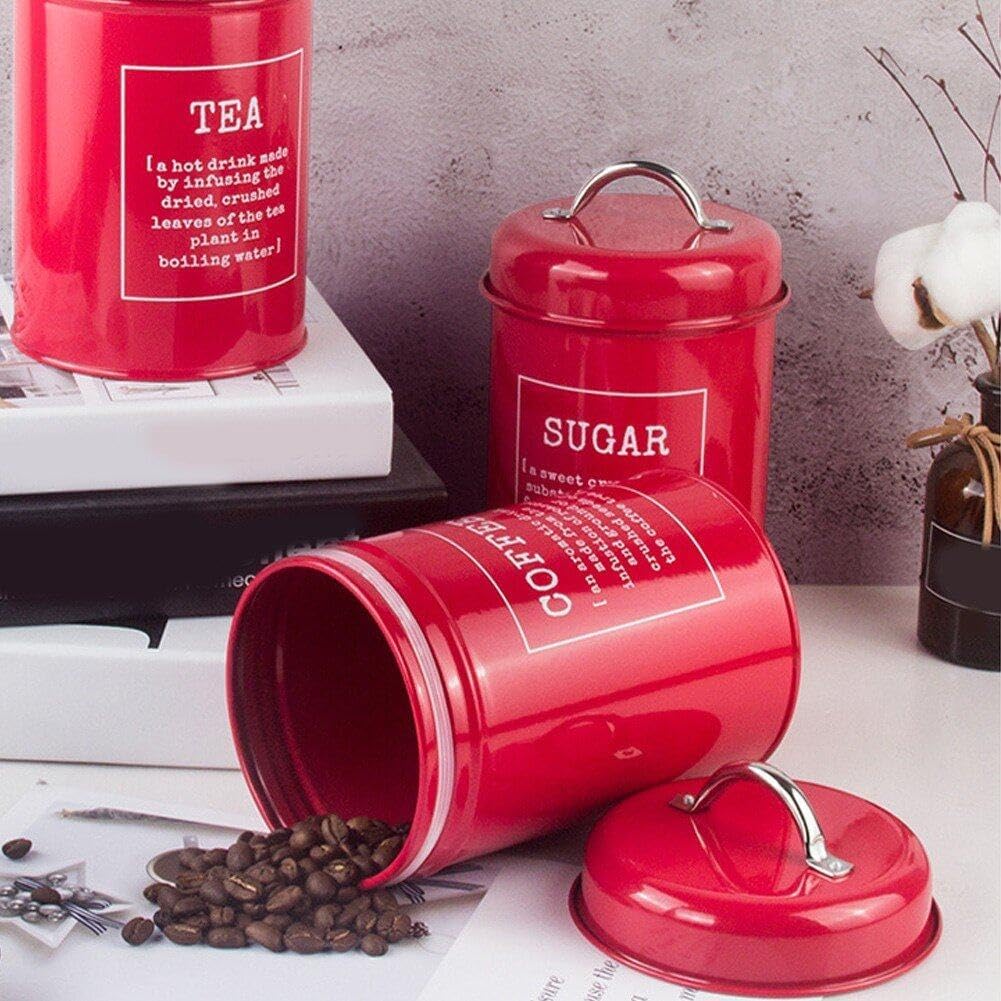 Sanfly Behälter Für Tee, Kaffee, Zucker, 3 Stück, Metall, Vorratsdosen Für Tee, Kaffee, Zucker, Fris