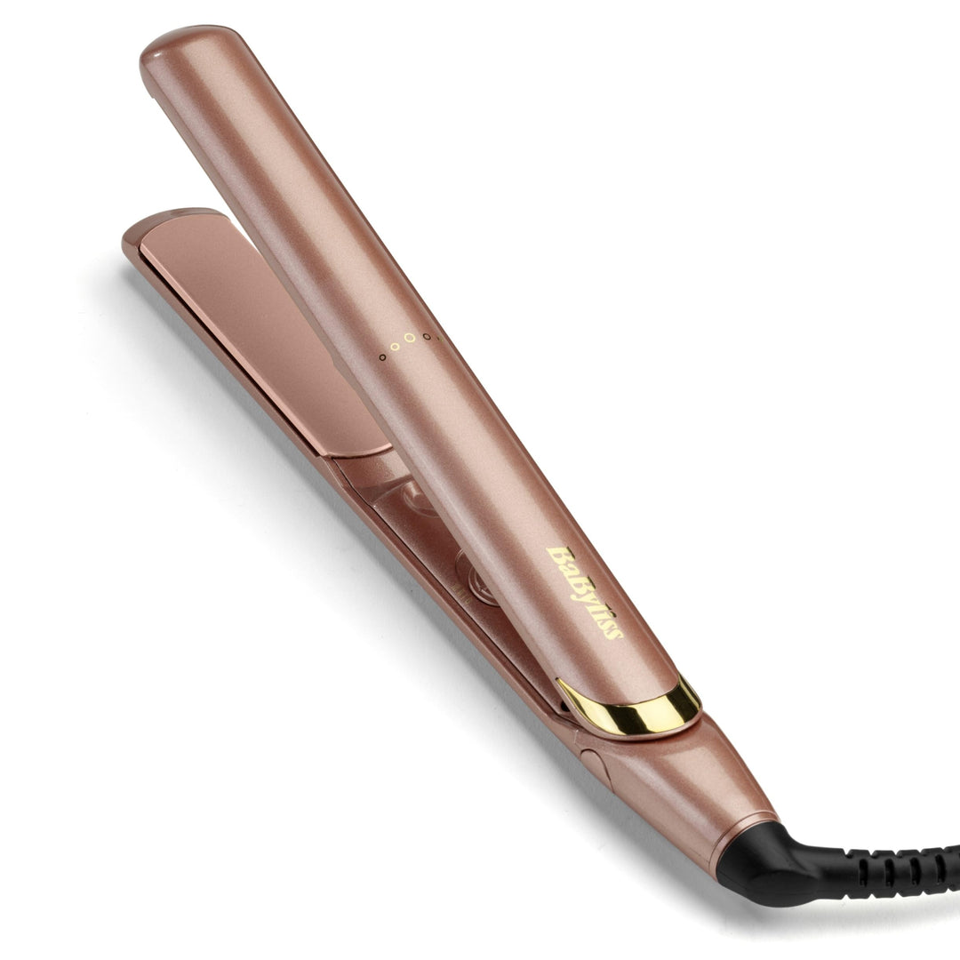 BaByliss Rose Gold Glätteisen - Keramikplatten für glattes Styling, Universalspannung für weltweiten