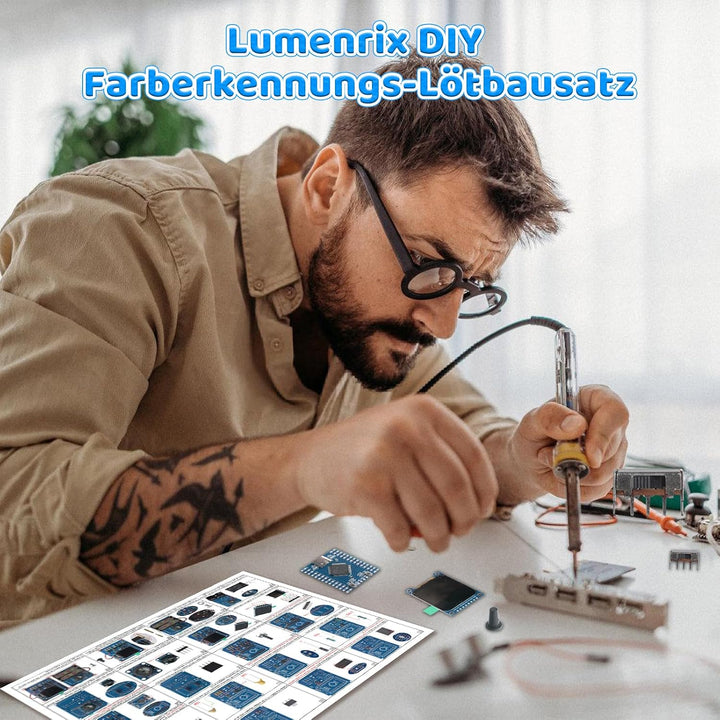 Farberkennung Löt Bausatz, DIY Elektronik Bausatz mit RGB Farbsensor, Farbscanner mit 4 Modi für Sca