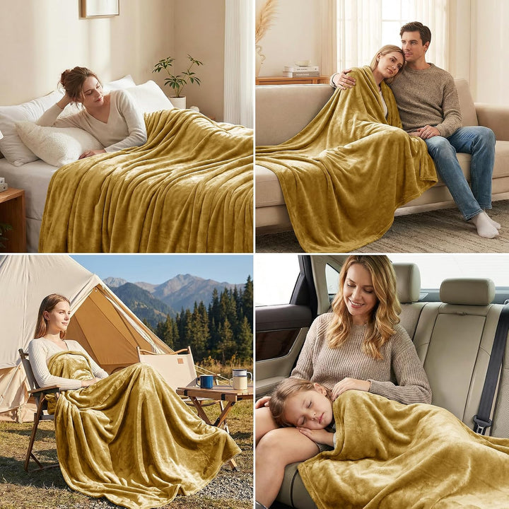 CozyLux Kuscheldecke Flauschig Decke 230x270 cm Gelb, 230x270 cm Gelb