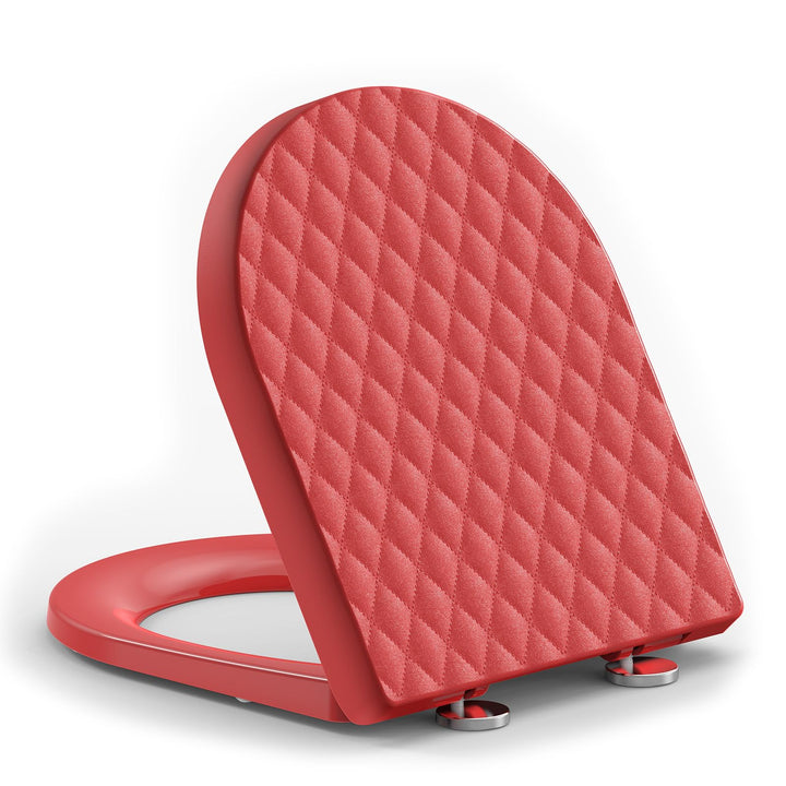 YEAUPE PRO Toilettendeckel mit Absenkautomatik D-Form Kurz aus PP, Rot, Rot
