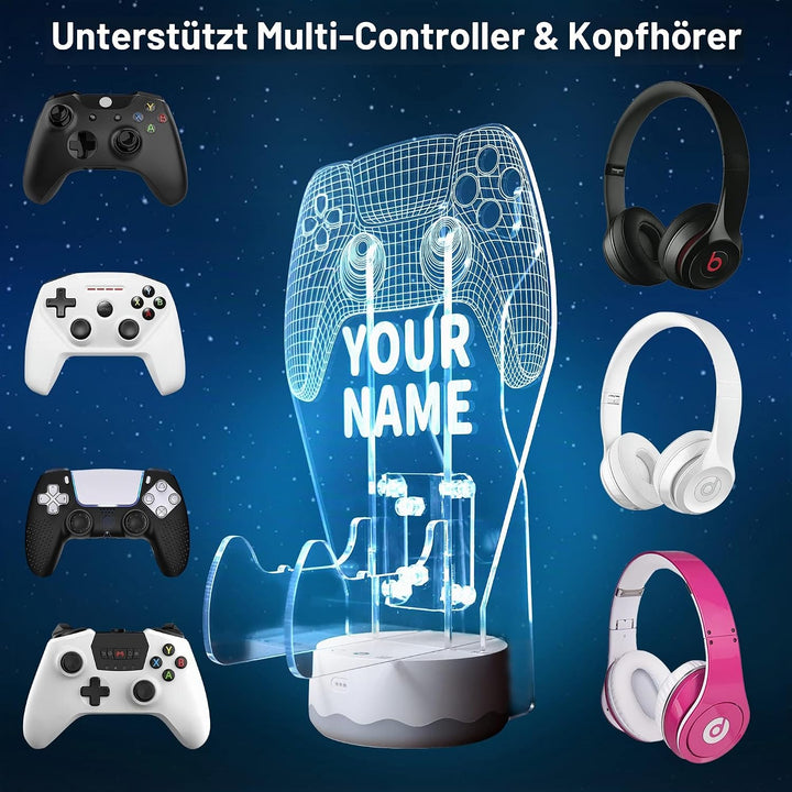 YuanDian Personalisierte Licht bis Kopfhörer-Controller-Halter, 16 Farben 3D-LED-Leuchten Gamepad St