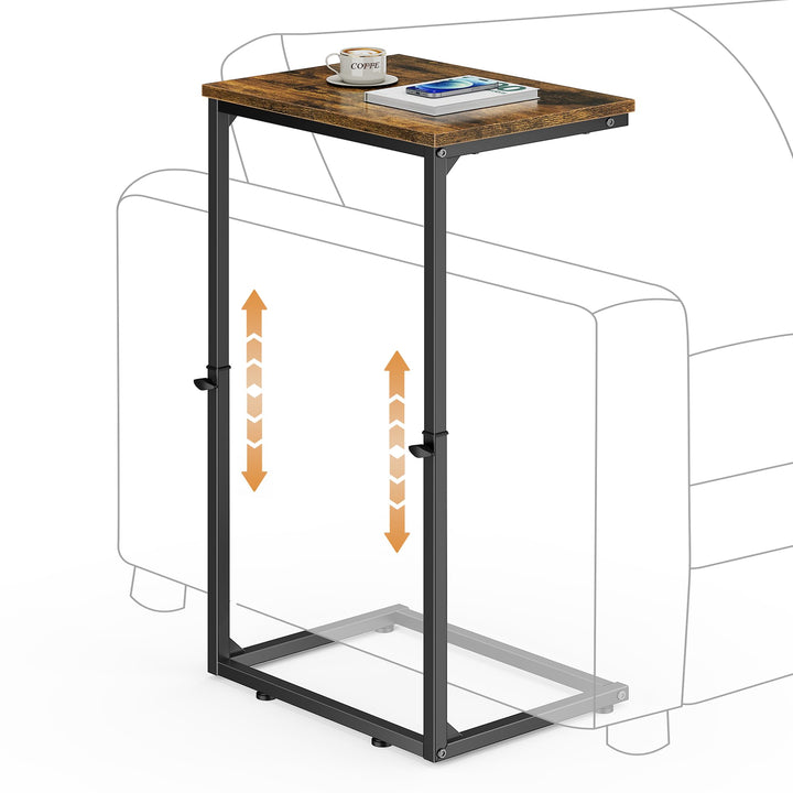 Vagusicc Beistelltisch C Form, Höhenverstellbar 45–85 cm, mobiler Kaffeetisch, Wohnzimmertisch mit M